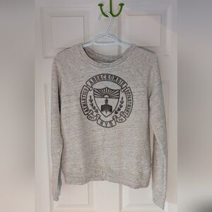 Abercrombie & Fitch Woman's Sweatshirt Gray Beaded Cotton Crew Neck Size M